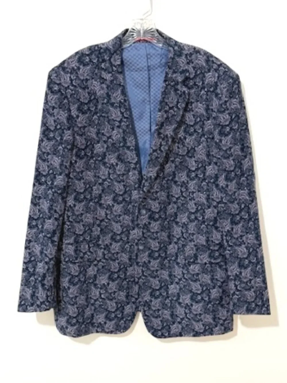 Alan Flusser Blue Paisley Micro Corduroy Cotton Blazer Sport Coat Men’s Size XL